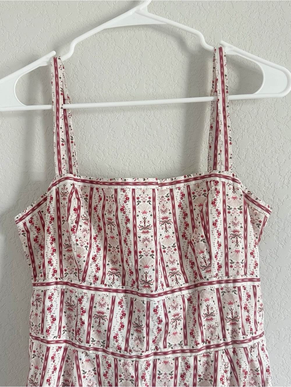 Hill House Margot Midi Dress in Emma Ikat Stripe Pockets Red White Sz L - Picture 4 of 8